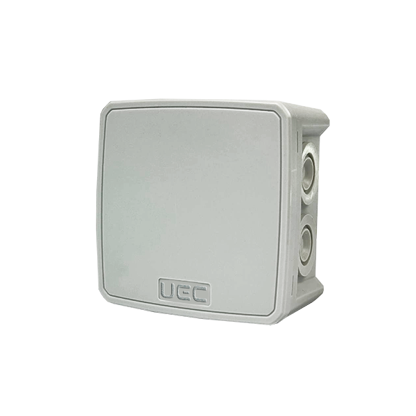 Коробка монтажна для відкритого встановлення 100х100х50 мм (зовн. 115х115х54 мм) IP65 із скобами сіра UEC [JB-100-100-050-GF-IP65-GR]