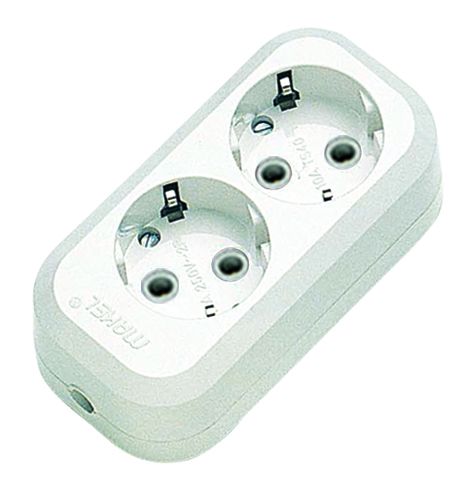 Колодка із з/к 2 гнізда, білий, Makel [MGP111]