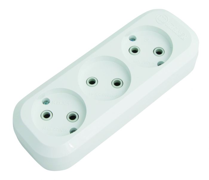 Колодка без з/к 3 гнізда, білий, Makel [MGP121]