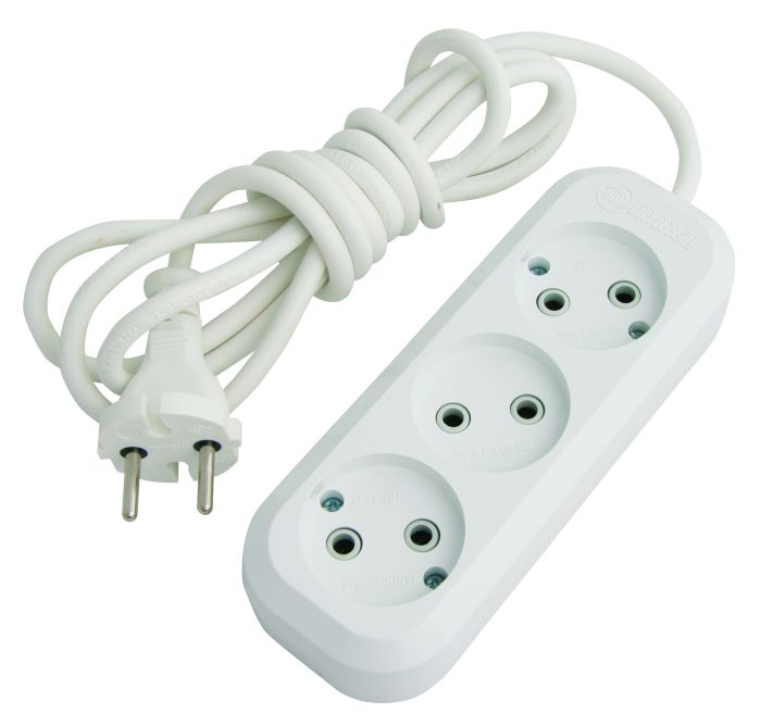 Подовжувач без з/к 3 гнізда, 3м, білий, Makel [MGP123]