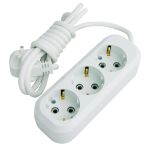 Подовжувач із з/к 3 гнізда, 2м, білий, Makel [MGP132]