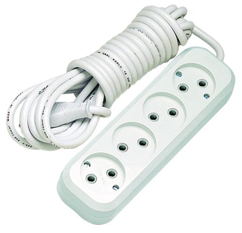 Подовжувач без з/к 4 гнізда, 5м, білий, Makel [MGP144]