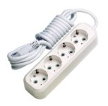 Подовжувач із з/к 4 гнізда, 2м, білий, Makel [MGP152]