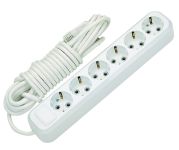 Подовжувач із з/к 6 гнізд, 2м, білий, Makel [MGP182]