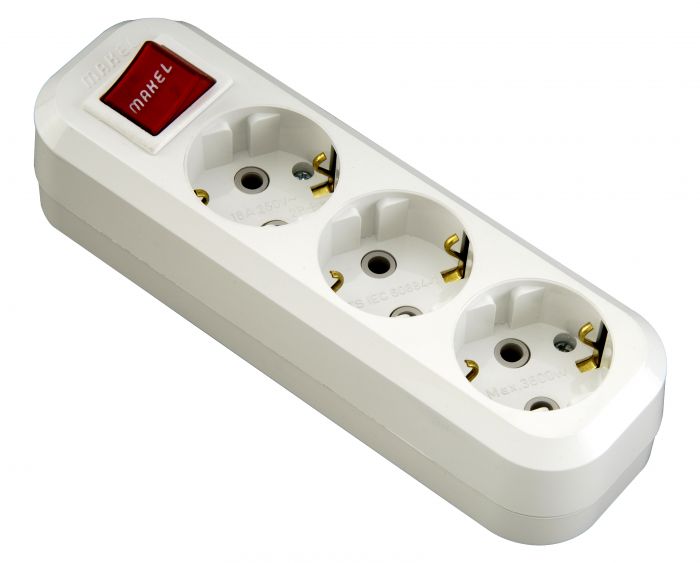 Колодка із з/к 3 гнізда, білий, Makel [MGP211]