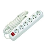 Подовжувач із з/к 6 гнізд, 2м, білий, Makel [MGP232]