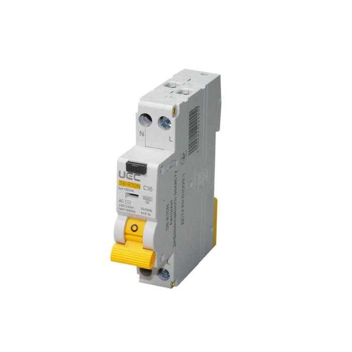 Автомат диференційного захисту SB-R10N 2P C 16A  30mA Tип AC  6kA UEC [RCBO-R10N-2-016-C-030-AC]