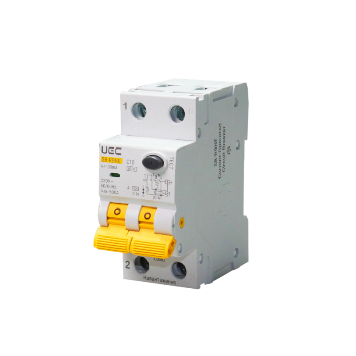 Автомат диференційного захисту SB-R9NE 2P C 10A  30mA Tип A  6kA UEC [RCBO60-2-010-C-030-A]