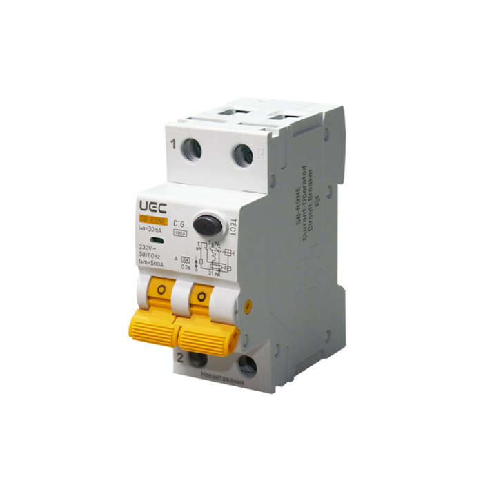 Автомат диференційного захисту SB-R9NE 2P C 16A  30mA Tип A  6kA UEC [RCBO60-2-016-C-030-A]