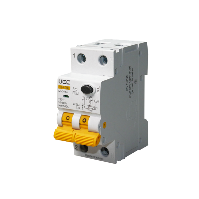Автомат диференційного захисту SB-R9NE 2P B 25A  30mA Tип AC  6kA UEC [RCBO60-2-025-B-030-AC]