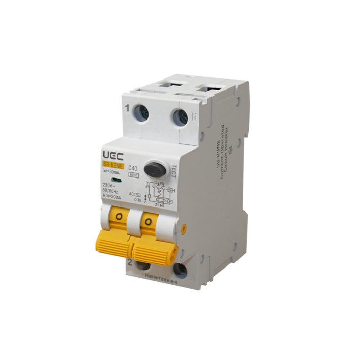 Автомат диференційного захисту SB-R9NE 2P C 40A  30mA Tип AC  6kA UEC [RCBO60-2-040-C-030-AC]