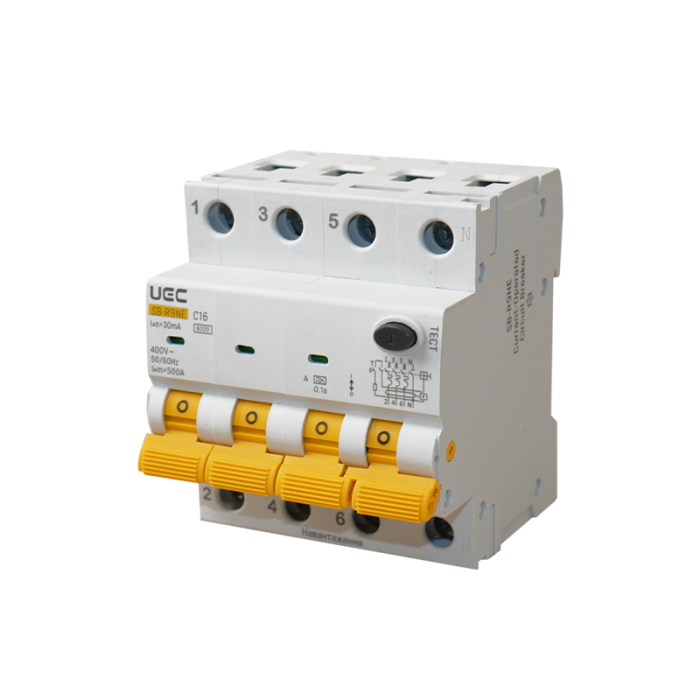 Автомат диференційного захисту SB-R9NE 4P C 16A  30mA Tип A  6kA UEC [RCBO60-4-016-C-030-A]