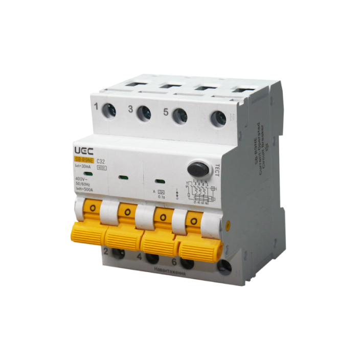 Автомат диференційного захисту SB-R9NE 4P C 32A  30mA Tип A  6kA UEC [RCBO60-4-032-C-030-A]