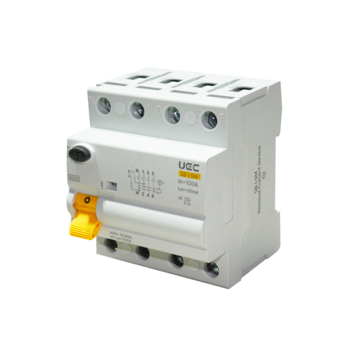 Пристрій захисного відключення SB-L9M 4P 100A  30mA Tип AC  6kA UEC [RCCB61-4-100-030-AC]