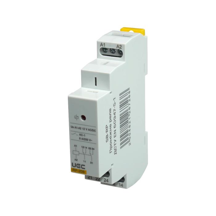 Проміжне реле RP 2 конт. (8А) 12 В AC/DC UEC [SB-RP-208-ACDC12V]