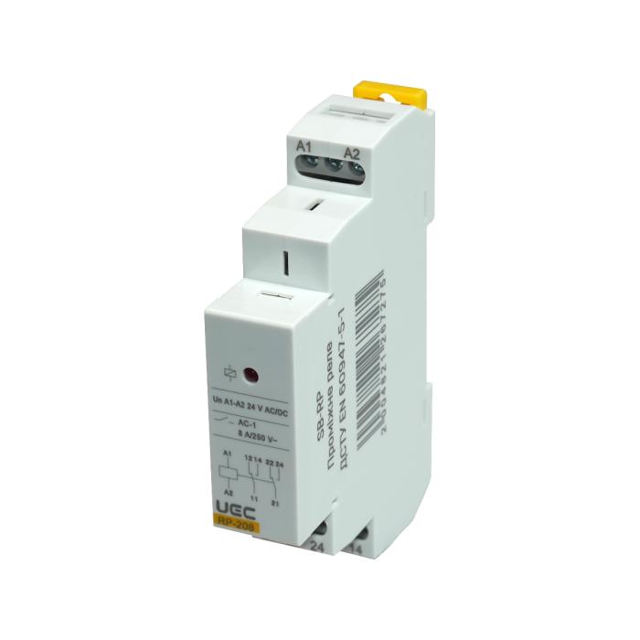 Проміжне реле RP 2 конт. (8А) 24 В AC/DC UEC [SB-RP-208-ACDC24V]