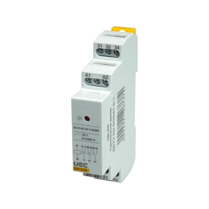Проміжне реле RP 3 конт. (16А) 24 В AC/DC UEC [SB-RP-316-ACDC24V]