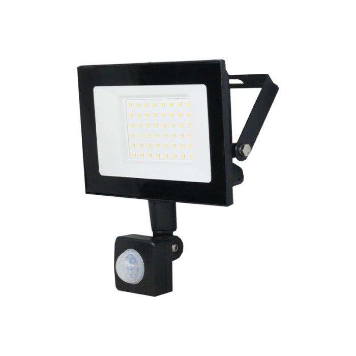 Прожектор LED UEC Delta SLC-MS 50Вт з датчиком руху 6500K IP54 чорний [SLC-50-IP54-MS-B]