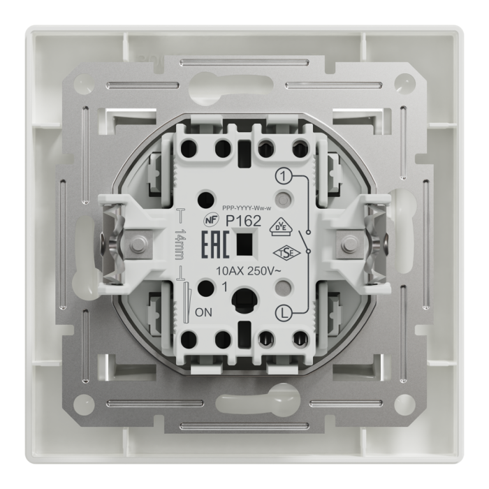 Вимикач одноклавішний самозажимний білий Asfora, Schneider Electric [EPH0100121]