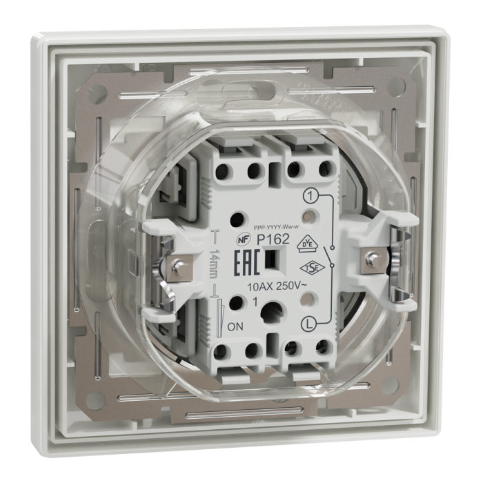 Вимикач одноклавішний самозажимний ір44 білий Asfora, Schneider Electric [EPH0100221]
