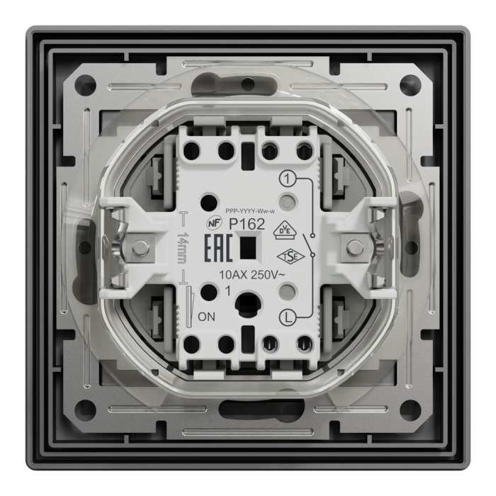 Вимикач одноклавішний самозажимний антрацит ip44 Asfora, Schneider Electric [EPH0100271]