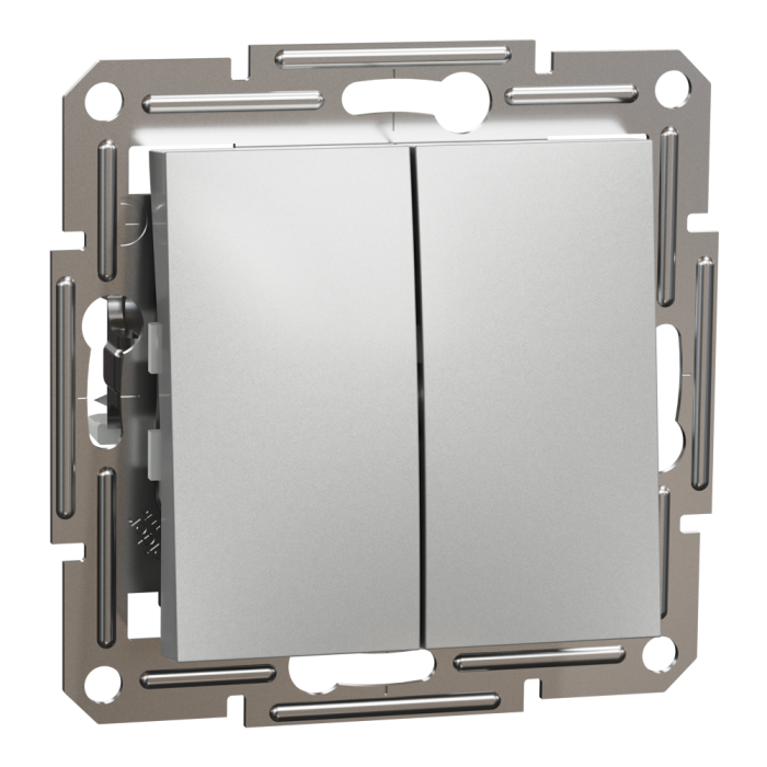 Вимикач двоклавішний самозажимний Asfora алюміній, Schneider Electric [EPH0300161]