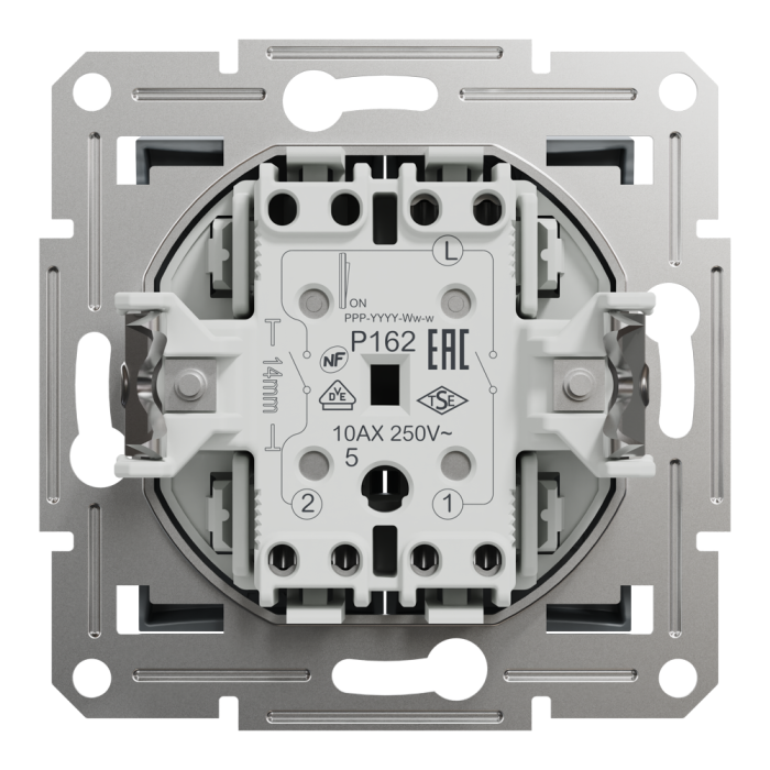 Вимикач двоклавішний самозажимний Asfora сталь, Schneider Electric [EPH0300162]