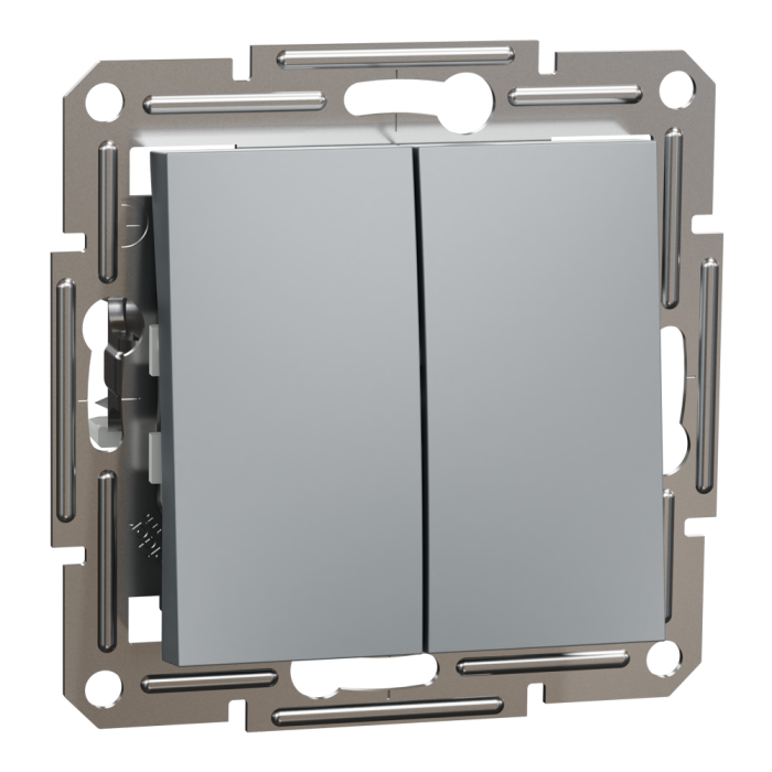 Вимикач двоклавішний самозажимний Asfora сталь, Schneider Electric [EPH0300162]