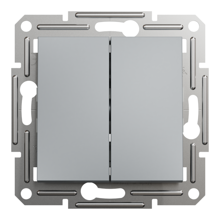 Вимикач двоклавішний самозажимний Asfora сталь, Schneider Electric [EPH0300162]