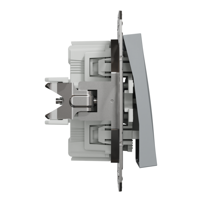 Вимикач двоклавішний самозажимний Asfora сталь, Schneider Electric [EPH0300162]