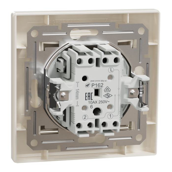 Перемикач одноклавішний самозажимний крем Asfora, Schneider Electric [EPH0400123]