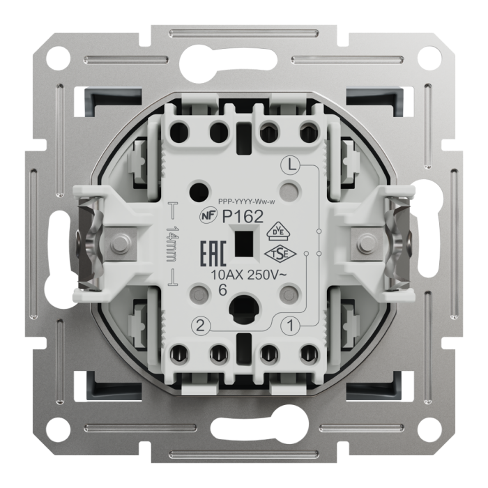 Перемикач одноклавішний самозажимний Asfora сталь, Schneider Electric [EPH0400162]