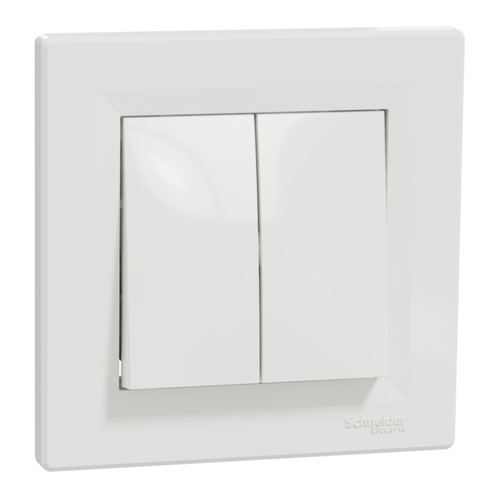 Вимикач, білий, 2-клавішний, 10 А, Asfora - Schneider Electric [EPH0600121]