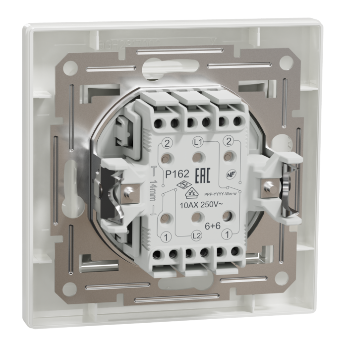Двоклавішний перемикач самозажимний білий Asfora, Schneider Electric [EPH0600121]