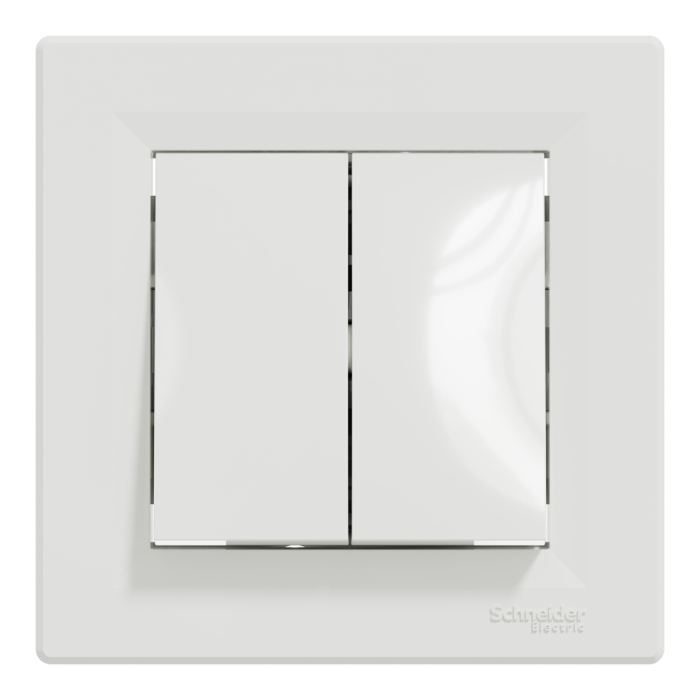 Вимикач, білий, 2-клавішний, 10 А, Asfora - Schneider Electric [EPH0600121]