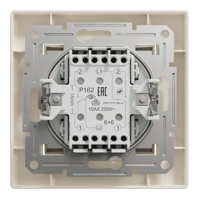 Вимикач, кремовий, 2-клавішний, 10 А, Asfora - Schneider Electric [EPH0600123]