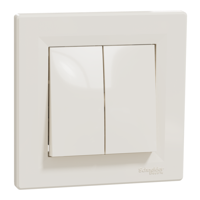 Вимикач, кремовий, 2-клавішний, 10 А, Asfora - Schneider Electric [EPH0600123]