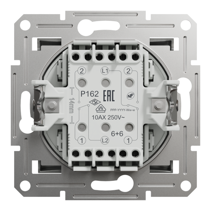 Двоклавішний перемикач самозажимний Asfora алюміній, Schneider Electric [EPH0600161]