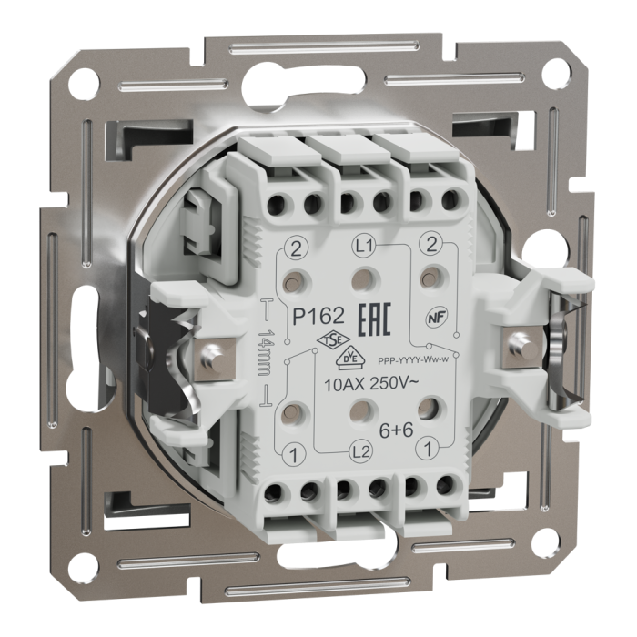 Двоклавішний перемикач самозажимний Asfora алюміній, Schneider Electric [EPH0600161]