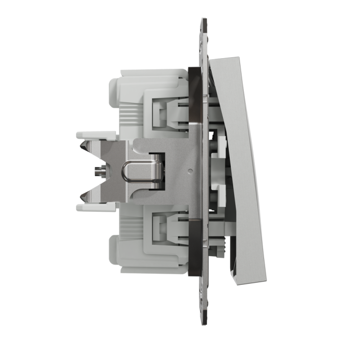 Двоклавішний перемикач самозажимний Asfora алюміній, Schneider Electric [EPH0600161]