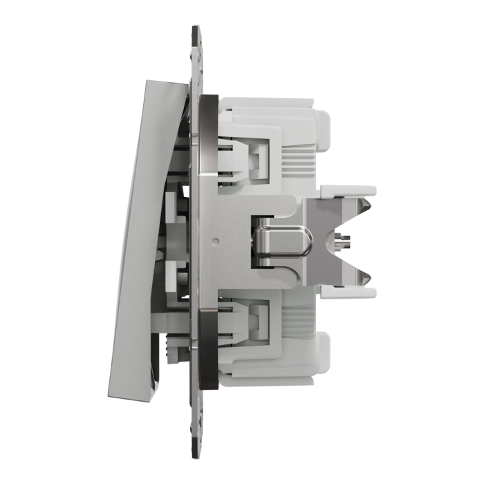 Двоклавішний перемикач самозажимний Asfora алюміній, Schneider Electric [EPH0600161]
