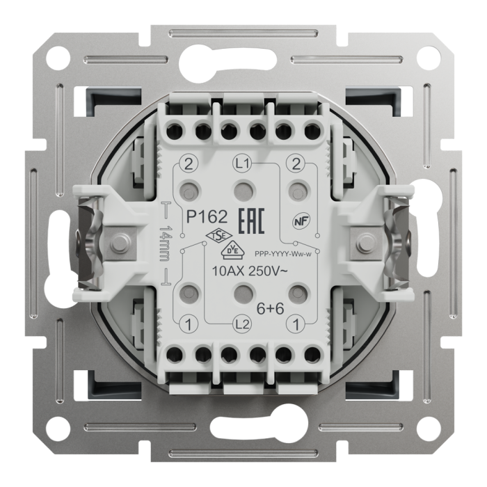 Двоклавішний перемикач самозажимний Asfora сталь, Schneider Electric [EPH0600162]
