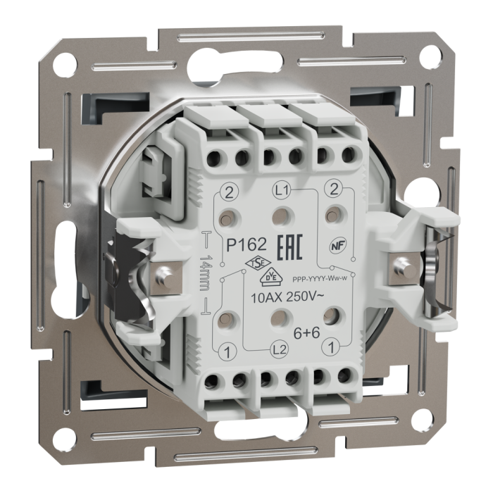 Двоклавішний перемикач самозажимний Asfora сталь, Schneider Electric [EPH0600162]