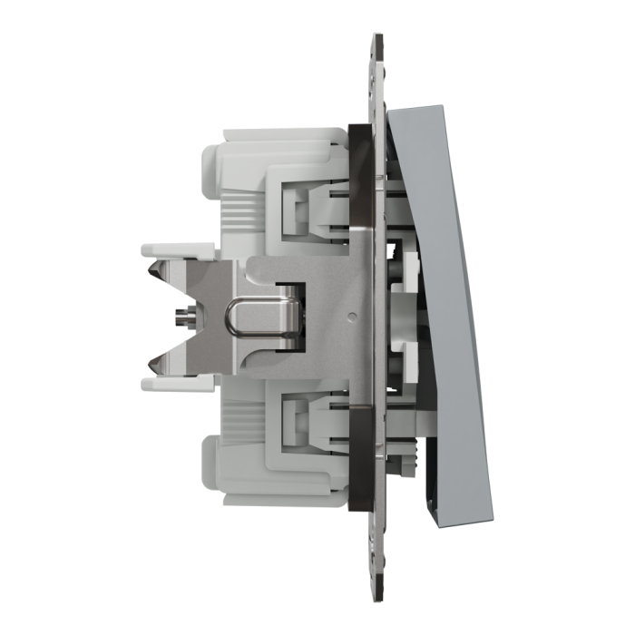 Двоклавішний перемикач самозажимний Asfora сталь, Schneider Electric [EPH0600162]