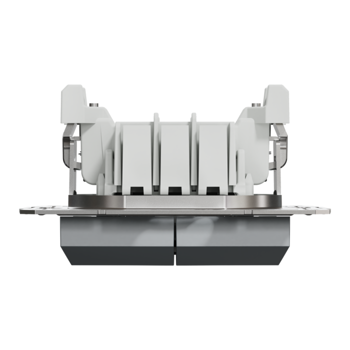 Двоклавішний перемикач самозажимний Asfora сталь, Schneider Electric [EPH0600162]