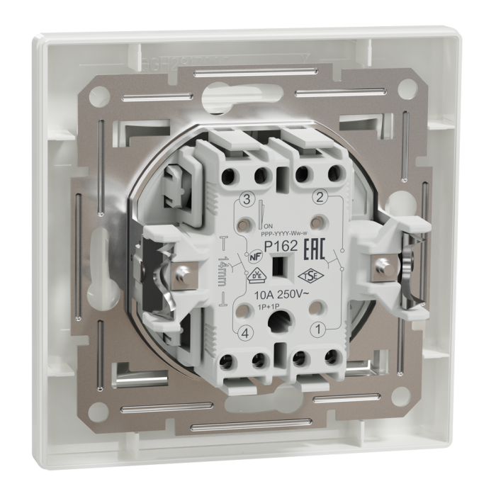 Двоклавішний кнопковий вимикач, самозажимний, білий Asfora, Schneider Electric [EPH1100121]