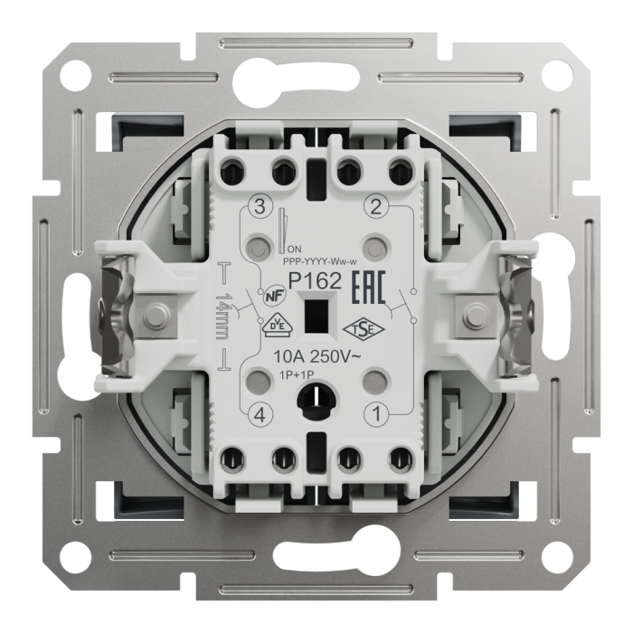 Двоклавішний вимикач кнопковий, самозажимний, Asfora сталь, Schneider Electric [EPH1100162]