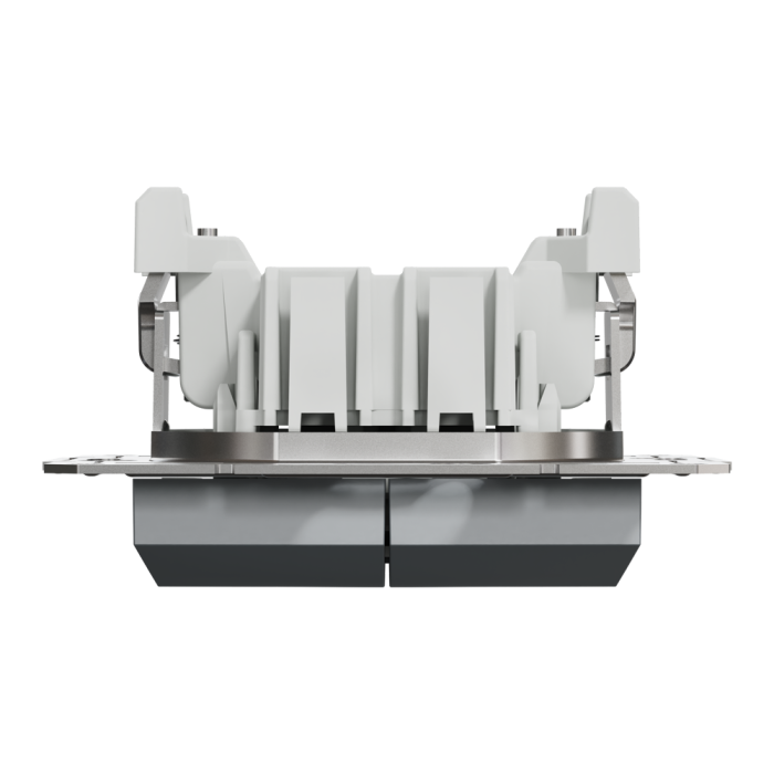 Двоклавішний вимикач кнопковий, самозажимний, Asfora сталь, Schneider Electric [EPH1100162]