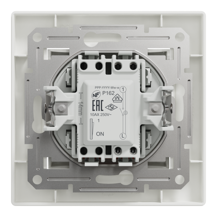 Вимикач одноклавішний, з підсвіткою, самозажимний, білий Asfora, Schneider Electric [EPH1400121]
