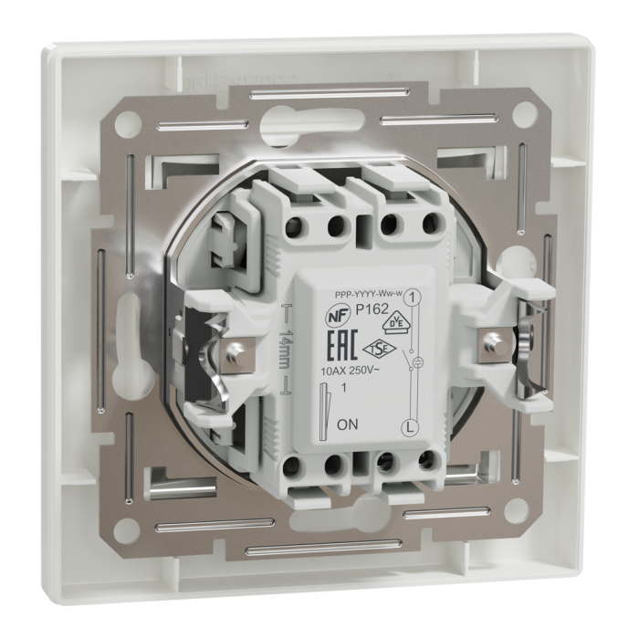 Вимикач одноклавішний, з підсвіткою, самозажимний, білий Asfora, Schneider Electric [EPH1400121]